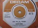 David Bowie Love You Till Tuesday UK Deram 7