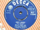 BILLY FURY+4 KESTRALS don't worry UK DECCA 45 UNPLAYED