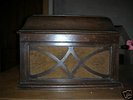 HMV 104 table grand wind-up gramophone in oak case.