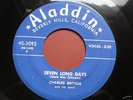 RARE BLUES Charles Brown 7 Long Days 45 Aladdin#3092 EX