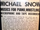 MICHAEL SNOW musics piano microphone tape 2LP orig