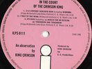KING CRIMSON In The Court Of UK PINK ISLAND A2/B3 LP