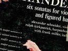 ALEXANDER SCHNEIDER-HANDEL: 6 SONATAS FOR VIOLIN & BASS