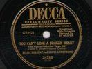 78 RPM Billie Holiday and Louis Armstrong Decca 24785 E