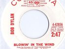 BOB DYLAN -ORIG WHITE LABEL DJ 45 - BLOWING IN THE WIND