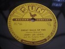 JERRY LEE LEWIS GREAT BALLS OF FIRE SUN 78 RPM RECORD