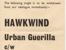 Hawkwind - Urban Guerilla. UK vinyl. With promo flyer