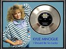 KYLIE MINOGUE - I SHOULD BE SO LUCKY - FRAMED 'SILVER' 45rpm  RECORD