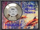 STONE ROSES - FOOLS GOLD - FRAMED 'SILVER' 45rpm  RECORD