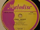 LEADBELLY LEAD BELLY LEDBETTER   JOHN HENRY   VERY RARE UK 78 RPM BLUES RECORD