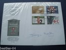 *(BEATLES) GEORGE MARTIN SIGNED FIRST DAY COVER STAMPS