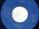 MAJIK -  FIVE YEARS  ( DAVID BOWIE ) - RARE CANADIAN 45 RPM - GARAGE / PSYCH
