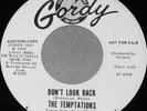 THE TEMPTATIONS DON'T LOOK BACK UNPLAYED 1960's GORDY RECORDS WLP PROMO DJ 45