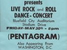 PENTAGRAM - Bluefield, West Virginia - 30 May 1975 - Vintage Show Poster