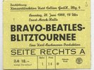 Beatles Eintrittskarte 1.Reihe Ticket 1966 Hamburg Bravo Blitztournee