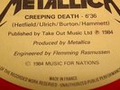 METALLICA  *  CREEPING DEATH  *   FRANCE RED VINYL  *  MINT