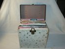 VINTAGE 45 RECORD HOLDER W/ 60 ROCK & R& B RECORDS-SLEEVED-ALL GRADES-SOME P/S