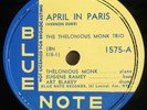 THELONIOUS MONK April in Paris BLUE NOTE 10