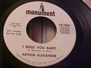 Arthur Alexander - NORTHERN SOUL PROMO - I Need You Baby - Monument 1060 - VG++