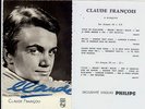 DÉDICACE DE CLAUDE FRANCOIS AUTHENTIQUE ANNÉE 60 & 5 disques Claude François