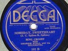 Decca 101 BING CROSBY 1934 his secnd DECCA release SOMEDAY SWEETHEART E++