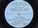 New Music Recordings #1211 - Vocalise (Copeland) & Four Songs (Luening/Whitman)