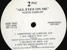2Pac Tupac - All Eyez On Me USA Promo Vinyl Record VERY RARE VLS Sampler OG Suge
