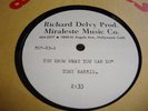 GARAGE/ PSYCH- TONY HARRIS- 45 RPM 10 INCH ACETATE- RICHARD DELVY- UNRELEASED