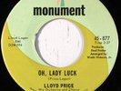 rare Soul 45 LLOYD PRICE oh lady luck MONUMENT Hear
