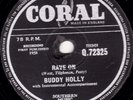 RARE 1958 UK#5 CLASSIC BUDDY HOLLY 78 RAVE ON /TAKE YOUR TIME UK CORAL Q72325 E+