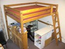 Thuka solid pine double high sleeper bed with mattress, VGC