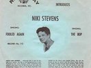 CHICK BOPPER JIVER 45 + PICTURE INSERT--NICKI STEVENS--HEAR BOTH--on RIDGEWAY