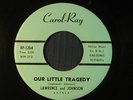 LAWRENCE & JOHNSON novelty/break-in/Michigan 45 OUR LITTLE TRAGEDY  CAROL RAY M-