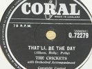 THE CRICKETS   THAT'LL BE THE DAY   UK 78 RPM RECORD   ROCK 'N' ROLL ROCKABILLY