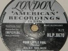 RICKY RICK NELSON   POOR LITTLE ME   UK 78 RPM RECORD   ROCK 'N' ROLL ROCKABILLY