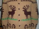 Vtg 60s Curling Cowichan Handknit Cardigan Sweater Jacket Mary Maxim Moose L XL