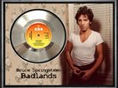 BRUCE SPRINGSTEEN - BADLANDS - FRAMED SILVER 45rpm  RECORD
