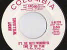RARE Christmas Seals Promo-Andy William-Col 44709-The Most Wonderful Time LISTEN