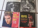 4 VINTAGE ELVIS PRESLEY RECORDS LOVE ME TENDER HOUND DOG BURNING LOVE 45'S