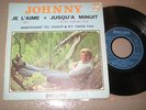 45t EP BIEM JE L AIME POCHETTE MATE CARTONNE JOHNNY HALLYDAY ECRIT EN OCRE