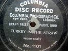 RARE 1 Sided 78 Disc Record Columbia 1101 Paris Negro Shout Turkey in the Straw