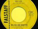MILTON AND WINSTON  My Love Starts Tumbling Down b/w You Lied