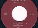 CRUDE INDIANA GARAGE THE SAHARAS Because of him LARRY TRUMAN LISTEN