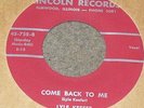 RAB BOPPER STARDAY CUSTOM Lyle Keefer Come Back To Me 45 Lincoln#758 ORIGINAL M-