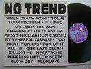 NO TREND lp When Death Won't Solve...noise rock on Lydia Lunch's label