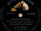 Elvis ARGENTINA Vinyl 1961 78 RPM Wooden Heart / B Suede Shoes GI BLUES VERSION