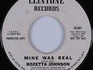 Crossover Soul 45 ROZETTA JOHNSON Mine Was Real CLINTONE HEAR