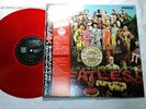 BEATLES SGT.PEPPERS JAPAN 20th ANNIVERSARY UK CUTTING MONO RED VINYL w/WIDE OBI