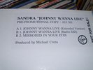 SANDRA JOHNNY WANNA LIVE VIRGIN 615501 PROMO    MINT UNPLAYED