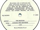 BEATLES - ACROSS THE UNIVERSE World Wildlife Fund ver. NM TEST PRESSING 7